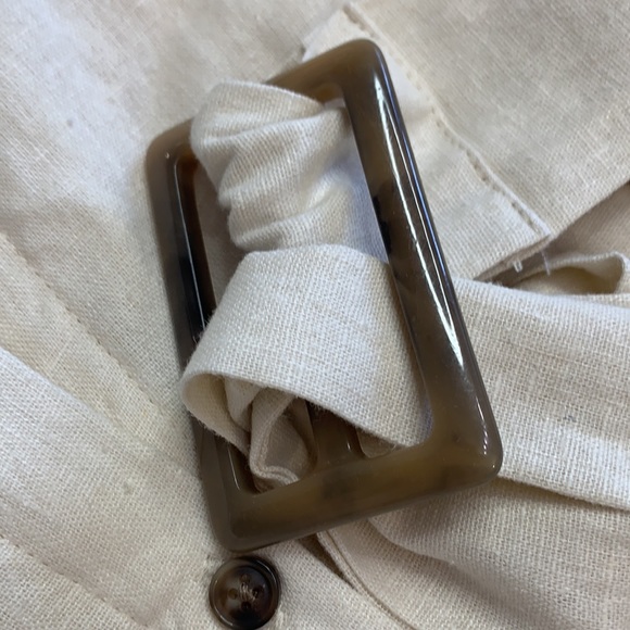 Who What Wear Sz M Linen Belted Button Front Dress Sleeveless Natural - Picture 8 of 9